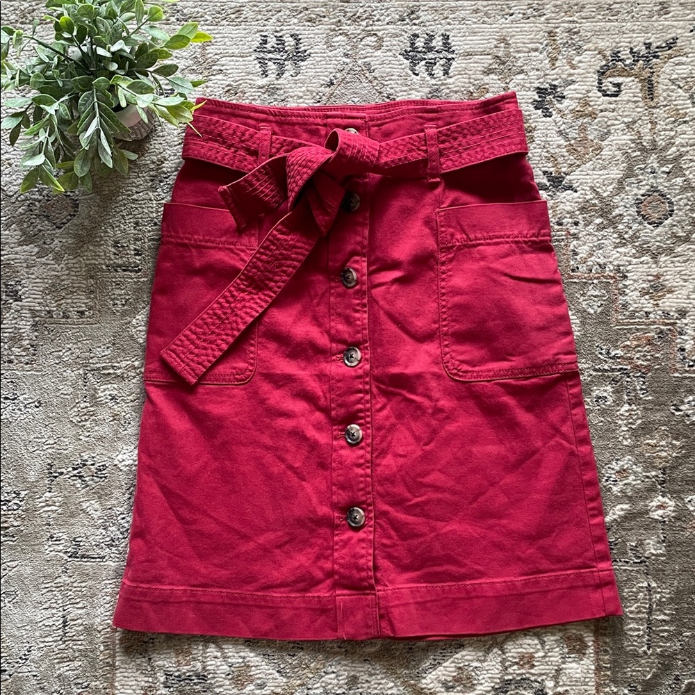 LOFT Women's Red Button-Front Skirt